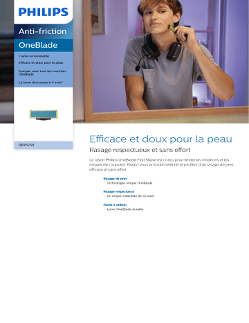 Philips QP215/50 OneBlade Anti-friction Manuel utilisateur | Fixfr