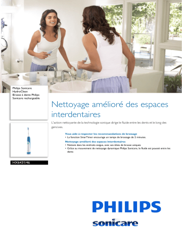 Sonicare HX6431/46 HydroClean Brosse à dents Philips Sonicare rechargeable Manuel utilisateur | Fixfr