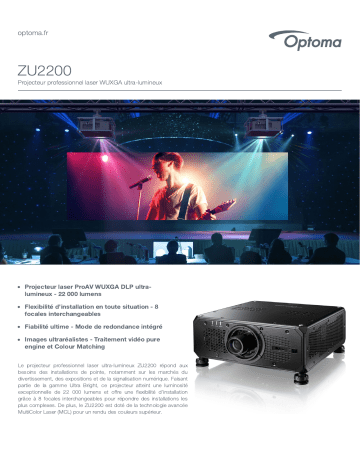 Optoma ZU2200 Ultra bright professional WUXGA laser projector Manuel du propriétaire | Fixfr