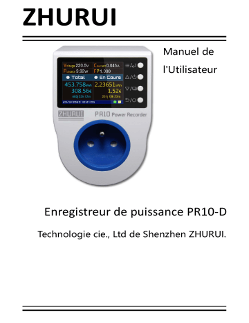 Zhurui PR10-D FR16A Puissance Enregistreur Plug Wattmètre Compteur Mesure Dossier Alarme Calendrier 0,1~4000w Manuel utilisateur | Fixfr