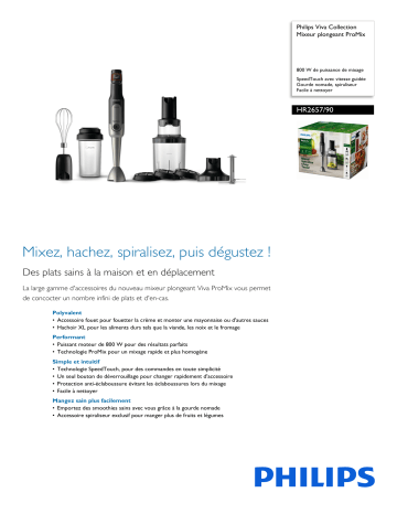 Philips HR2657/90 Viva Collection Mixeur plongeant ProMix Manuel utilisateur | Fixfr