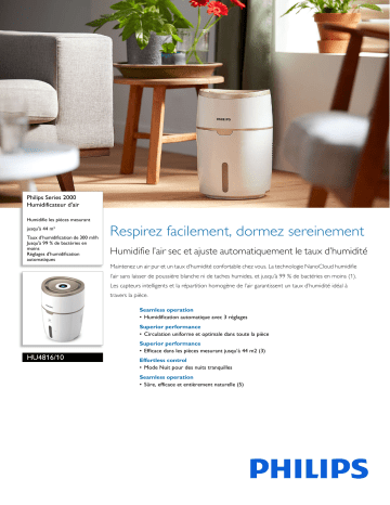 Philips HU4816/10 Series 2000 Humidificateur d'air Manuel utilisateur | Fixfr