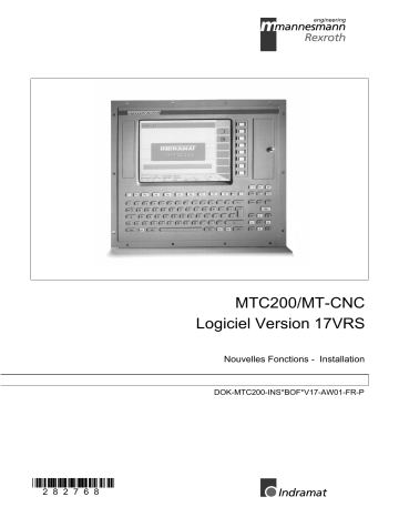 Bosch Rexroth R911282768 MTC200/MT-CNC Logiciel Version 17VRS Manuel utilisateur | Fixfr