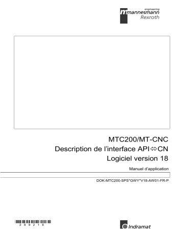 Bosch Rexroth R911289216 MTC200/MT-CNC Description de l’interface APIØCN Logiciel version 18 Manuel utilisateur | Fixfr