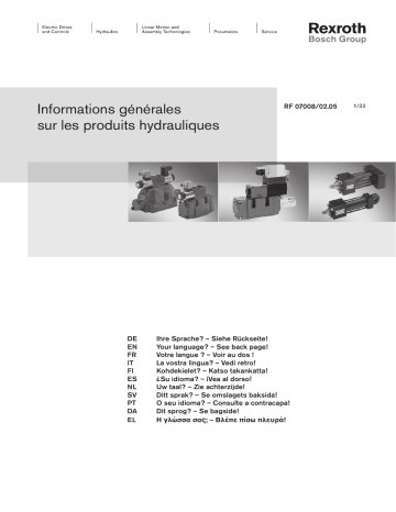 Bosch Rexroth RF07008 Informations générales sur les produits hydrauliques Manuel utilisateur | Fixfr