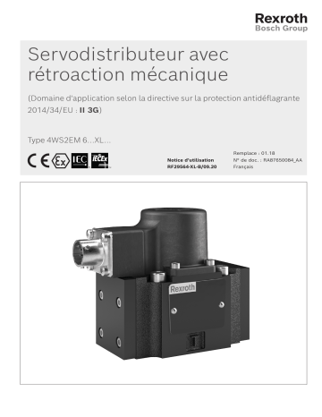 Bosch Rexroth RF29564-XL-B Servodistributeur avec rétroaction mécanique Manuel utilisateur | Fixfr