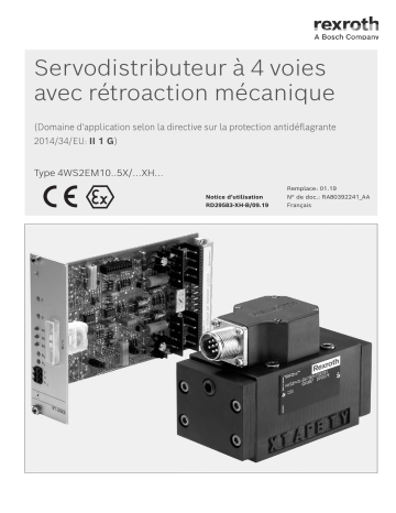 Bosch Rexroth RF29583-XH-B Servodistributeur à 4 voies avec rétroaction mécanique Manuel utilisateur | Fixfr