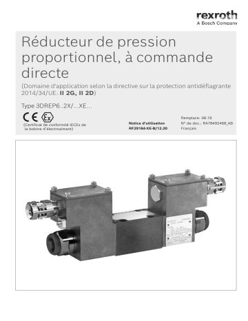 Bosch Rexroth RF29184-XE-B Réducteur de pression proportionnel Manuel utilisateur | Fixfr