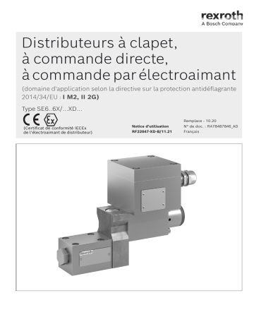 Bosch Rexroth RF22047-XD-B Distributeurs à clapet Manuel utilisateur | Fixfr