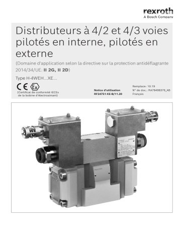 Bosch Rexroth RF24751-XE-B Distributeurs à 4/2 et 4/3 voies pilotés en interne Manuel utilisateur | Fixfr