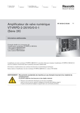 Bosch Rexroth RF30126-Z Amplificateur de valve numérique VT-VRPD-2-2X/V0/0-0-1 (Série 2X) Conseils relatifs à la conversion de lamplificateur numérique VT-VRPD-2-1X/V0/0 Manuel utilisateur