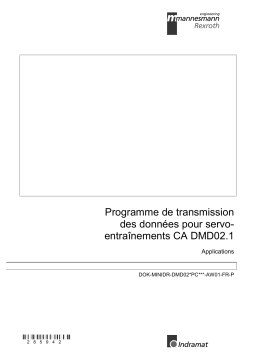 Bosch Rexroth R911285942 Programme de transmission des données pour servo- entraînements CA DMD02.1 Manuel utilisateur