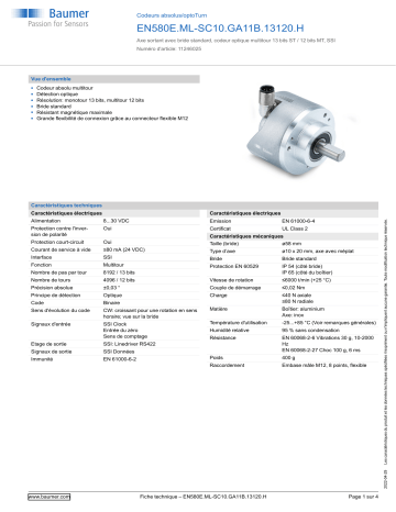 Baumer EN580E.ML-SC10.GA11B.13120.H Absolute encoder Fiche technique | Fixfr