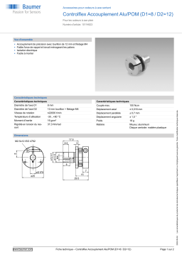 Baumer Controlflex coupling Alu/POM (D1=8 / D2=12) Mounting solid shaft encoder Fiche technique