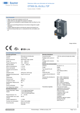 Baumer OT500.GL-GLGLJ.72F Diffuse sensor Fiche technique