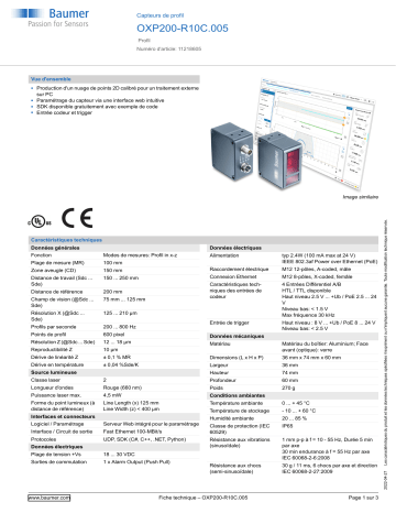 Baumer OXP200-R10C.005 Profile sensor Fiche technique | Fixfr