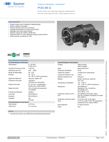 Baumer POG 86 G Incremental encoders - combination Fiche technique | Fixfr