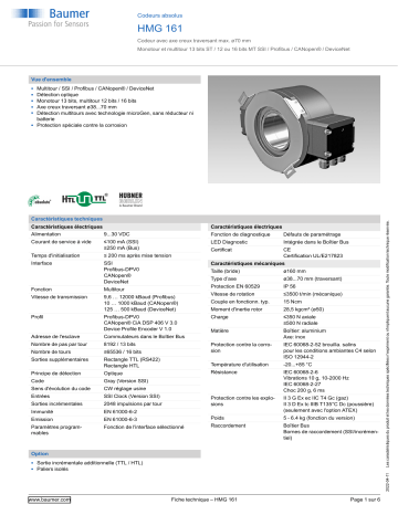 Baumer HMG 161 Absolute encoder Fiche technique | Fixfr