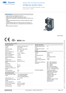 Baumer OT300.GL-GLZZJ.72CU Diffuse sensor Fiche technique