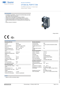 Baumer OT300.SL-PDPVT.72N SmartReflect Light barrier Fiche technique