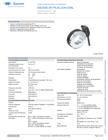 Baumer EB200E.IR-FN.8L2GN.008L Encoder Fiche technique | Fixfr