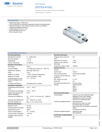 Baumer DST53-A102L Strain Sensor Fiche technique | Fixfr