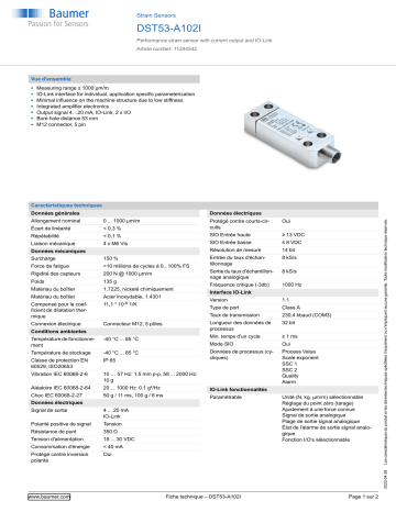 Baumer DST53-A102I Strain Sensor Fiche technique | Fixfr