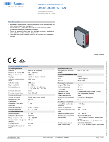 Baumer OM30-L0350.HV.TXN Distance sensor Fiche technique | Fixfr