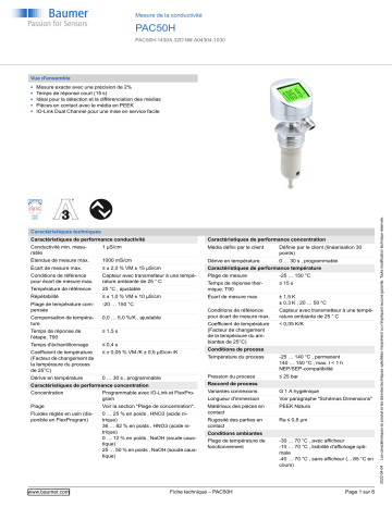 Baumer PAC50H Conductivity measurement Fiche technique | Fixfr