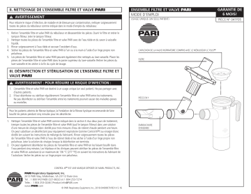 Pari Filter/Valve Set Mode d'emploi | Fixfr