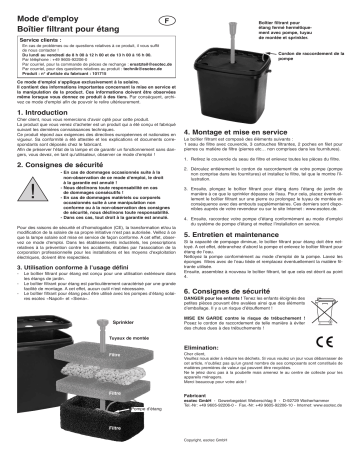 esotec 101715 Teichfilterbox L für Teichpumpen Mode d'emploi | Fixfr