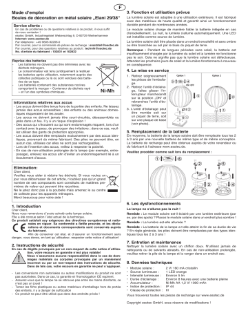 102831 | 102832 | esotec 102833 Solar Metallkugeln Elani 29 und 37 cm im Set Mode d'emploi | Fixfr