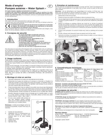 101052 | 101050 | esotec 101051 Einzelpumpe WaterSplash 610 Mode d'emploi | Fixfr