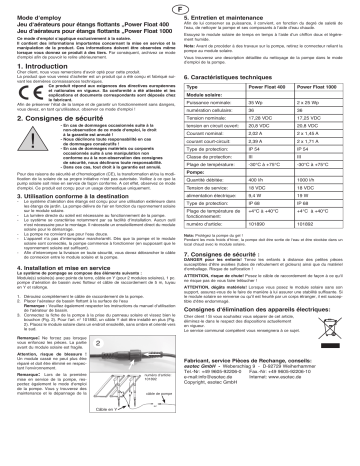 101892 | esotec 101890 Solar Teichbelüfter Power Float 35/400 schwimmend Mode d'emploi | Fixfr