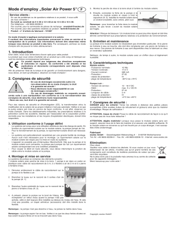 esotec 101887 Solar Teichbelüfter Power five Mode d'emploi | Fixfr