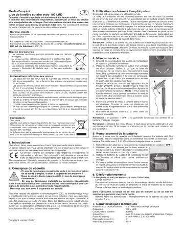 esotec 102174 Solar Premium Lichtschlauch Mode d'emploi | Fixfr