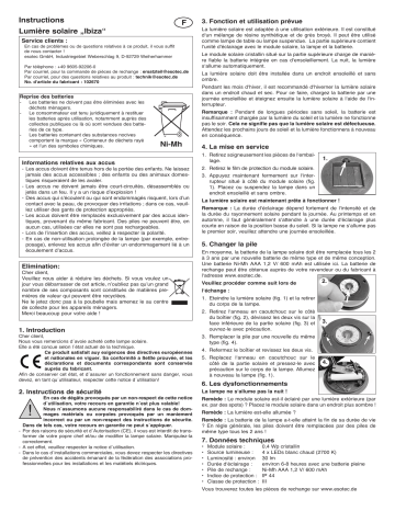 esotec 102670 Solar Dekoleuchte Ibiza in Sandsteinoptik Mode d'emploi | Fixfr