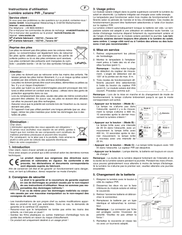 esotec 102745 Solar Sensor-Pollerleuchte Tarano 84 cm Mode d'emploi | Fixfr