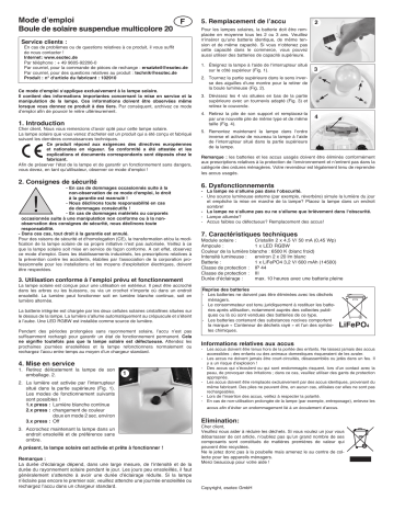 esotec 102910 Hängende RGB-Solarkugel Mode d'emploi | Fixfr