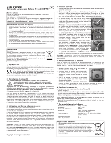 esotec 102570 Solar Premium Lichterkette Mode d'emploi | Fixfr