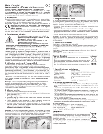 esotec 102604 Solarleuchte Flower Light Duo Color Mode d'emploi | Fixfr