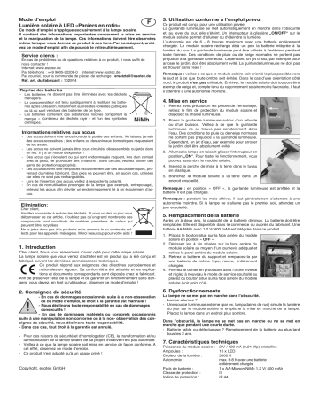 esotec 102914 Solar Lichterkette Mode d'emploi | Fixfr