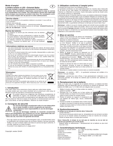 esotec 102186 Orientalische Solar Lichterkette Mode d'emploi | Fixfr