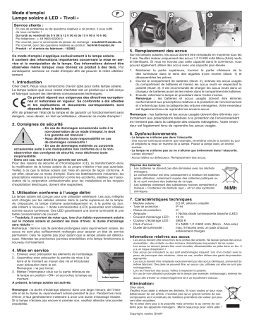 esotec 102062 Solar Standleuchte Tivoli Mode d'emploi | Fixfr