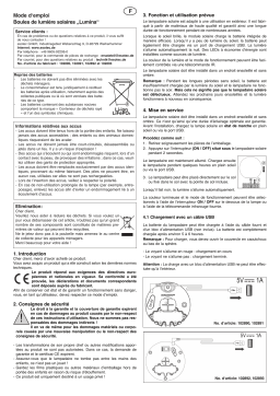 esotec 102892 Stimmungsvolle Solarkugel Lumina 40 cm Mode d'emploi