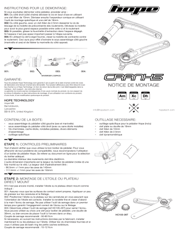 HOPE CRANKSET Mode d'emploi | Fixfr