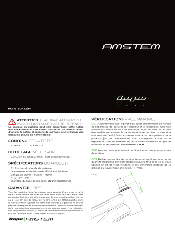 AM/Freeride 31.8mm Diameter Stem | HOPE AM/Freeride 35mm Diameter Stem Manuel utilisateur | Fixfr