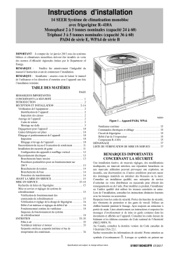 International comfort products PAD460000KTP0E PAD4 5 Tons Electric Single-Stage Convertible, Downflow and Horizontal Packaged Air Conditioner Installation manuel