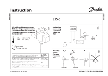 ETS 6 - 10 | ETS 6 - 40 | ETS 6 - 18 | ETS 6 - 14 | ETS 6 - 25 | ETS 6 - 32 | ETS 6 - 30 | Danfoss ETS 6 - 08 Guide d'installation | Fixfr