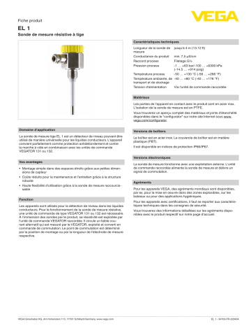 Vega EL 1 Conductive rod probe spécification | Fixfr